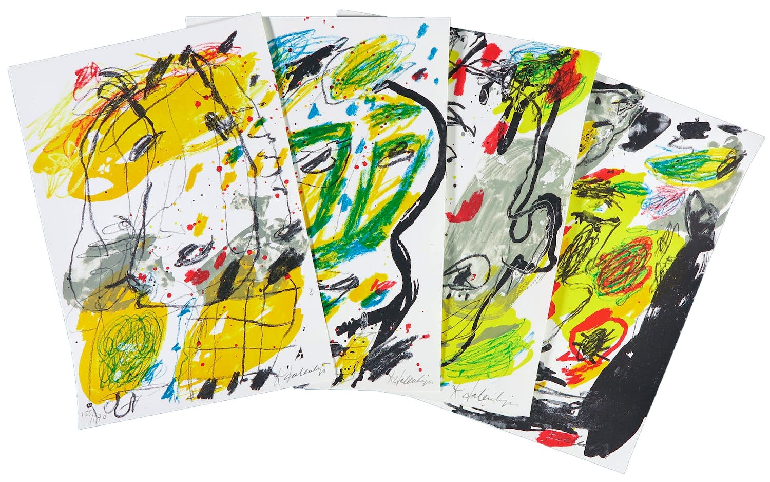 Kees Salentijn - Lot van vier zeefdrukken verkocht voor € 1!