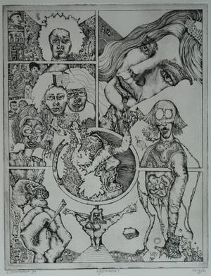 Ab Steenvoorden - Ets , Mystifikaties – Surrealistische voorstelling, 1972 - 28½ x 22 cm kopen? Bied vanaf 1!