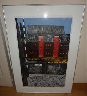 Piet Lont - Houtsnede op Japans papier. Titel. " De Zwijger Amsterdam Oost". kopen? Bied vanaf 40!