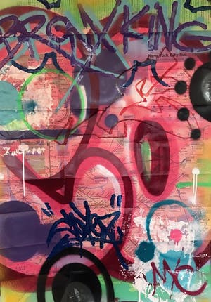 COPE2 - "Bronx King" - painting on NYC subway map kopen? Bied vanaf 375!