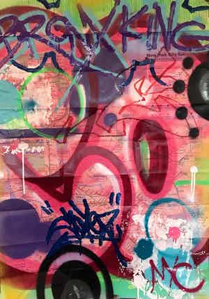 COPE2 - "Bronx King" - painting on NYC subway map verkocht voor € 375!