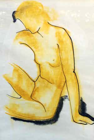 Niet of onleesbaar gesigneerd - C2490-5 Zittend naakt verkocht voor € 10!