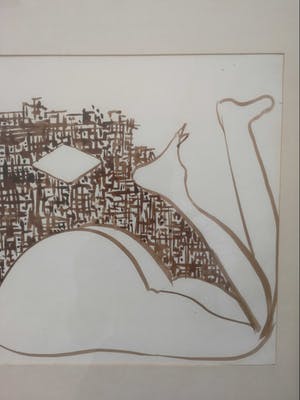 Theo Beerendonk - Naakt. Liggende vrouw. Viltstift. kopen? Bied vanaf 59!