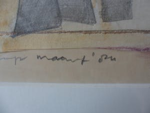 Susan Schildkamp - Gemengde techniek en collage op papier, Titel, "Het koekhuis lll kopen? Bied vanaf 50!