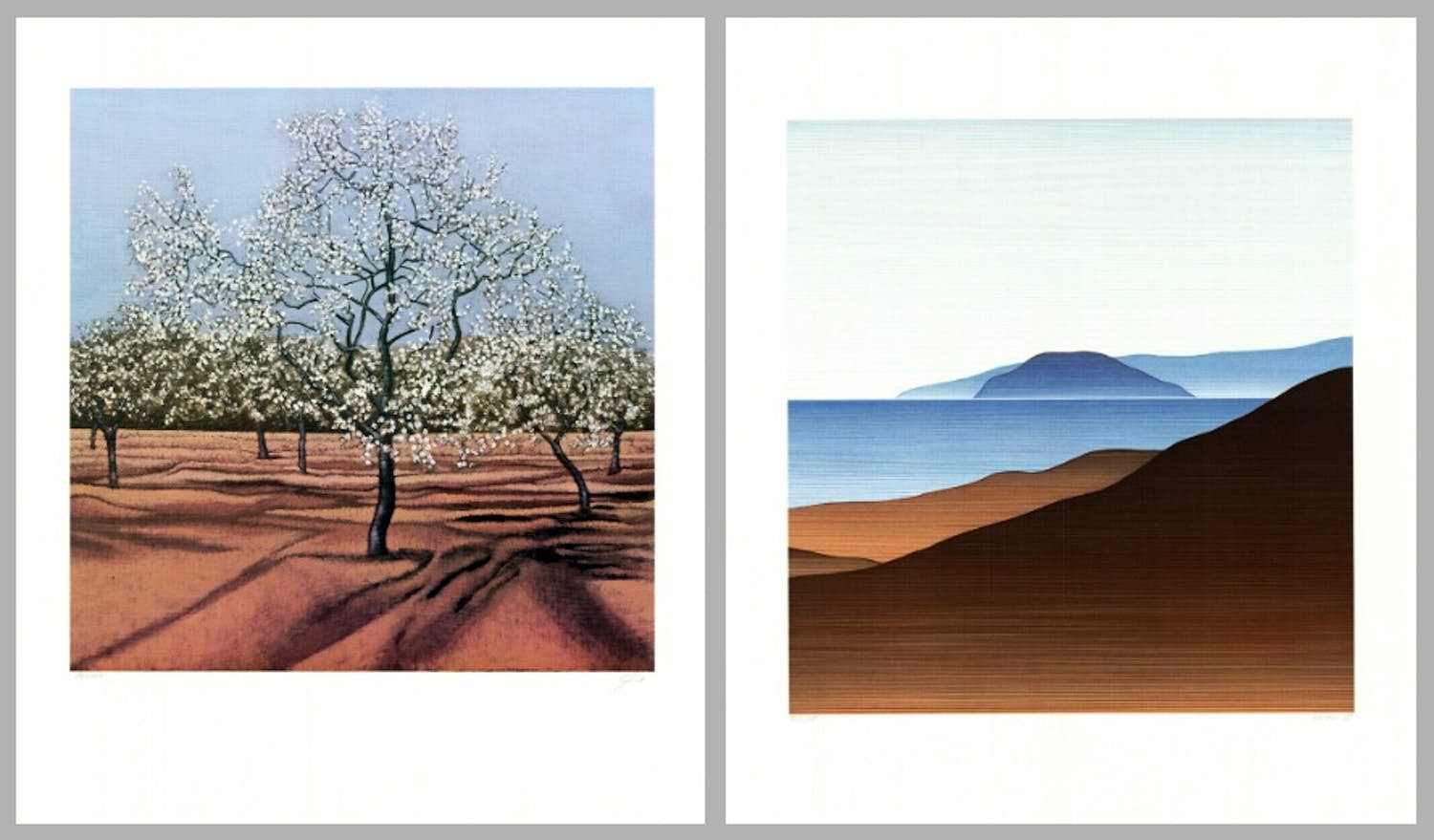 Gerhard Taubert - e.a: twee handgesigneerde zeefdrukken: Landschappen - LAGE STARTPRIJS! kopen? Bied vanaf 19!