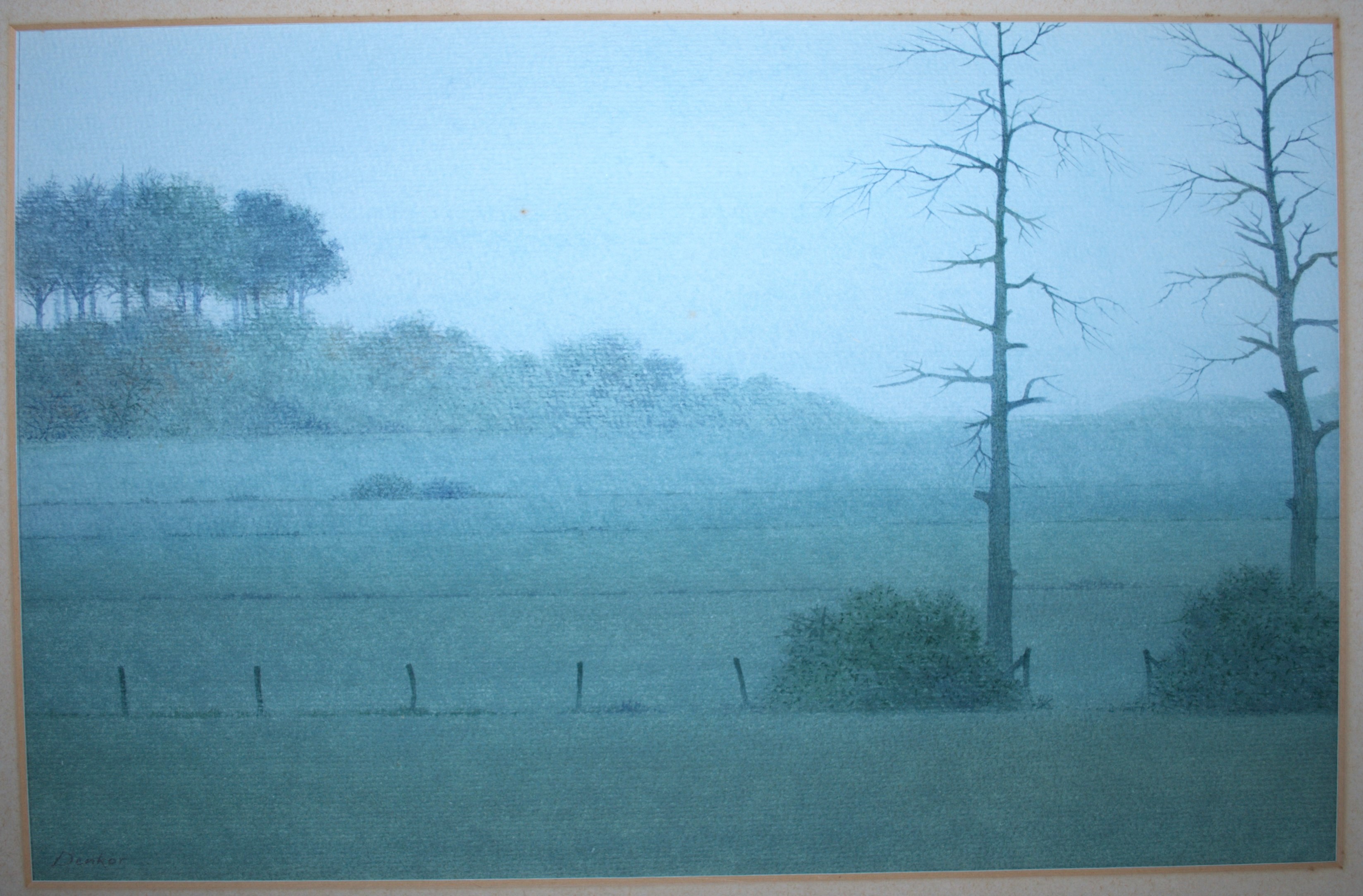 Denkor - nevelig landschap aquarel kopen? Bied vanaf 55!