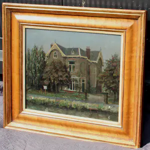 Harm Kamerlingh Onnes - Ingelijste acryl/marouflé: villa aan de waterkant kopen? Bied vanaf 1299!