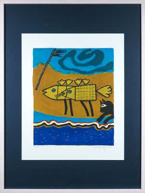 Corneille - Zeefdruk, Mémoire de Cuba I - Ingelijst verkocht voor € 1!