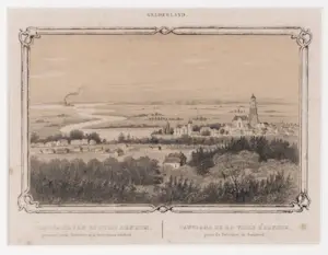Frederik Lodewijk Huygens - Litho, Panorama van de stad Arnhem - Ingelijst kopen? Bied vanaf 20!