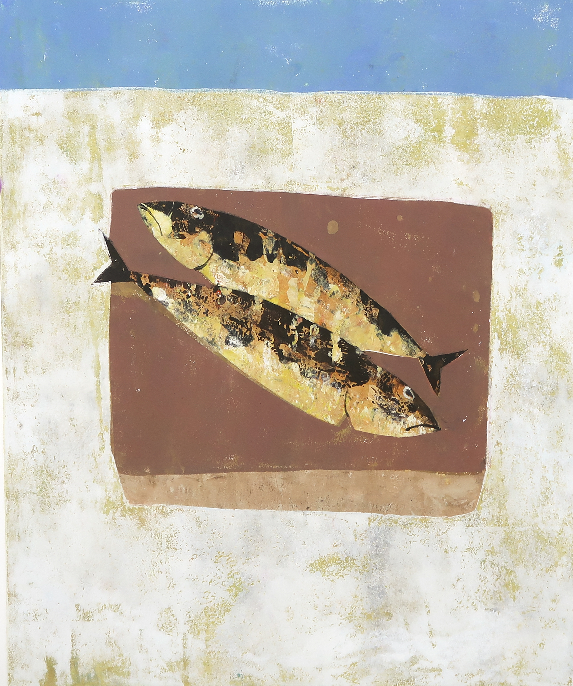 Betty Scheer - Linosnede, Twee makrelen kopen? Bied vanaf 20!