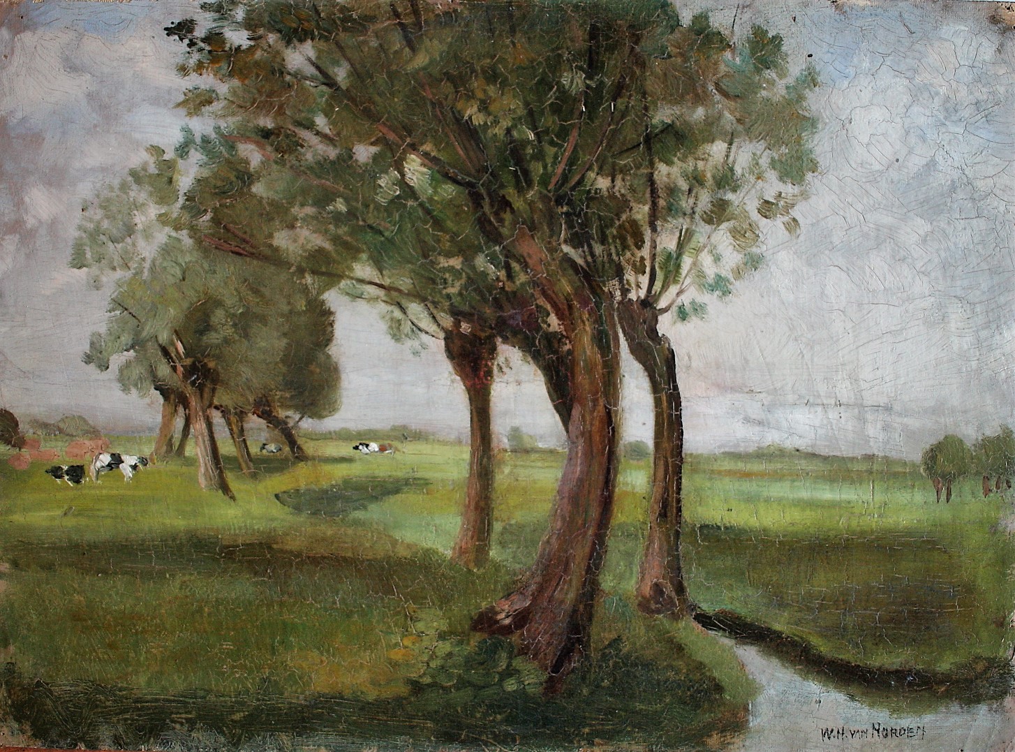 Willem Hendrik van Norden - Landschap met knotwilgen verkocht voor € 50!