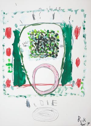 Rik van Iersel - Gemengde techniek op papier, Figuur met open mond kopen? Bied vanaf 150!