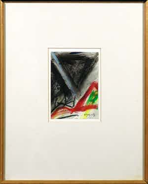 Ad Snijders - Gouache en krijt, Zonder titel - Ingelijst verkocht voor € 50!