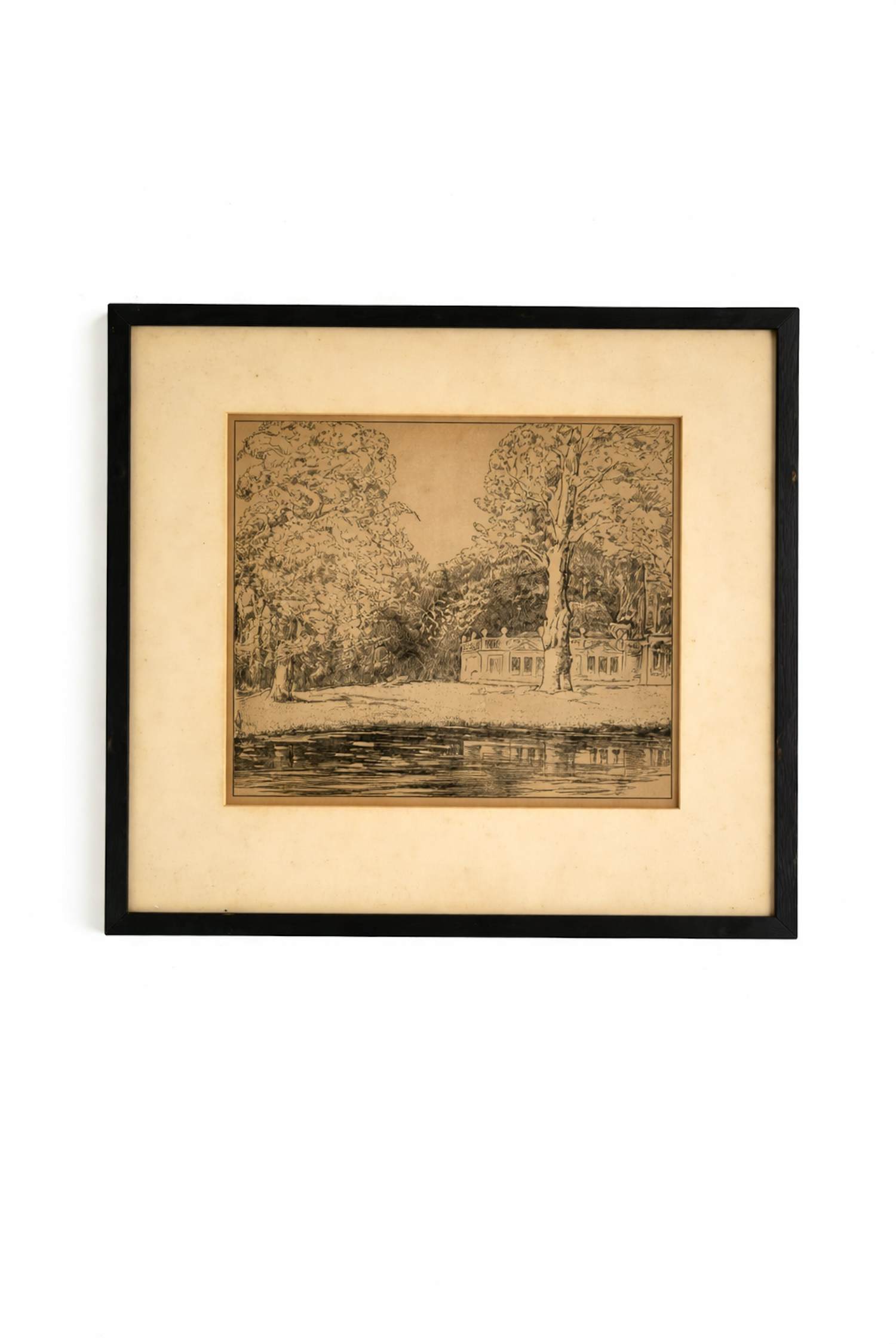 Simon Moulijn - Simon Moulijn – Boslandschap met water en huis ets , gesigneerd kopen? Bied vanaf 50!