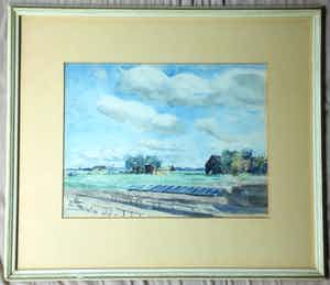 Han Krug - Aquarel "Loosduinen" 1947 verkocht voor € 60!