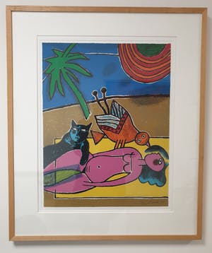 Corneille - Femme, Oiseau et Chat - 1997 - 97/100 - Ingelijst blank hout kopen? Bied vanaf 350!