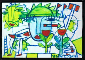 Hannes Kuiper - Olieverf, Zonder titel Vll - Ingelijst verkocht voor € 150!