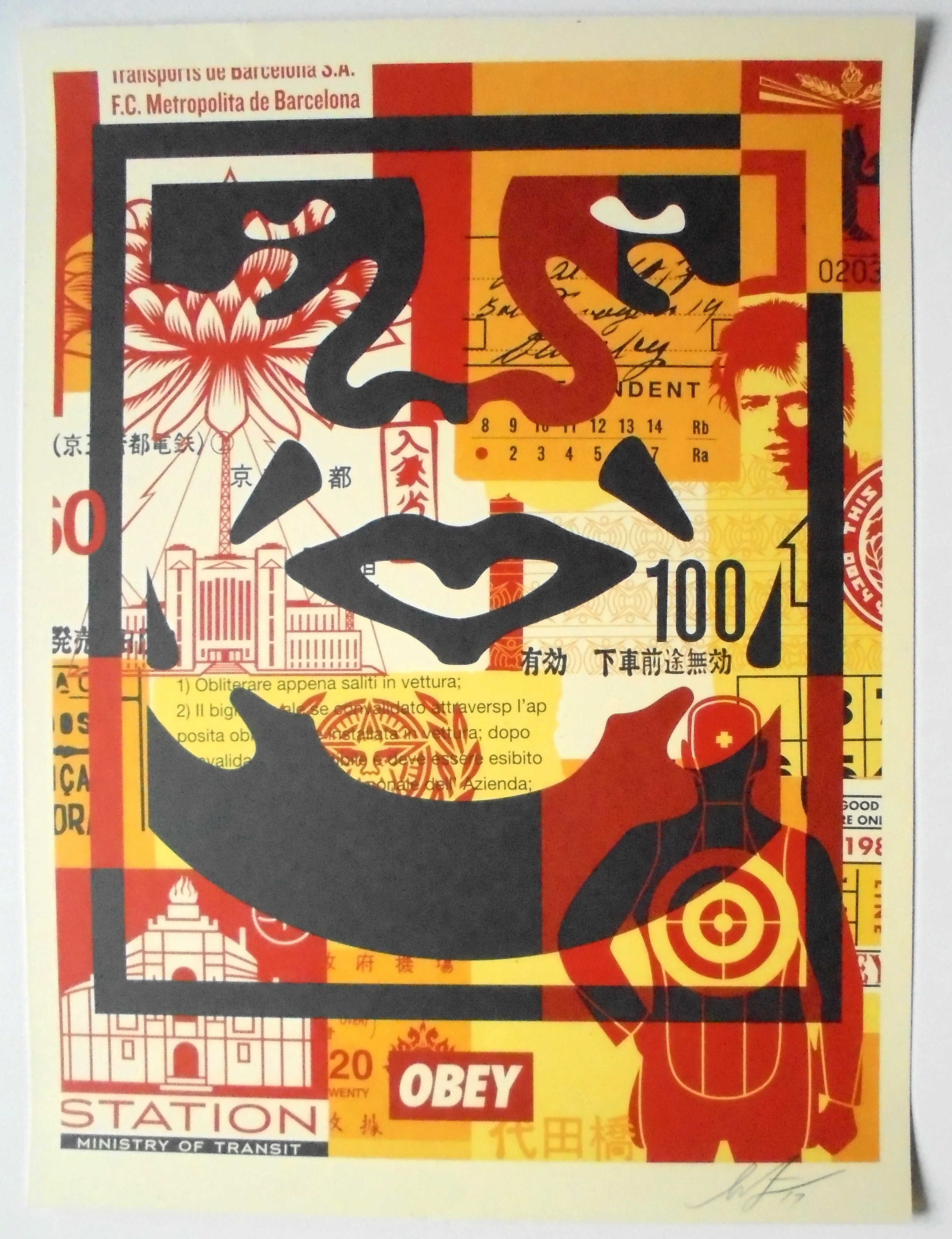 AcheterShepard Fairey -  (OBEY) - Face Collage III - offset - handgesigneerd? Enchérissez de 89!