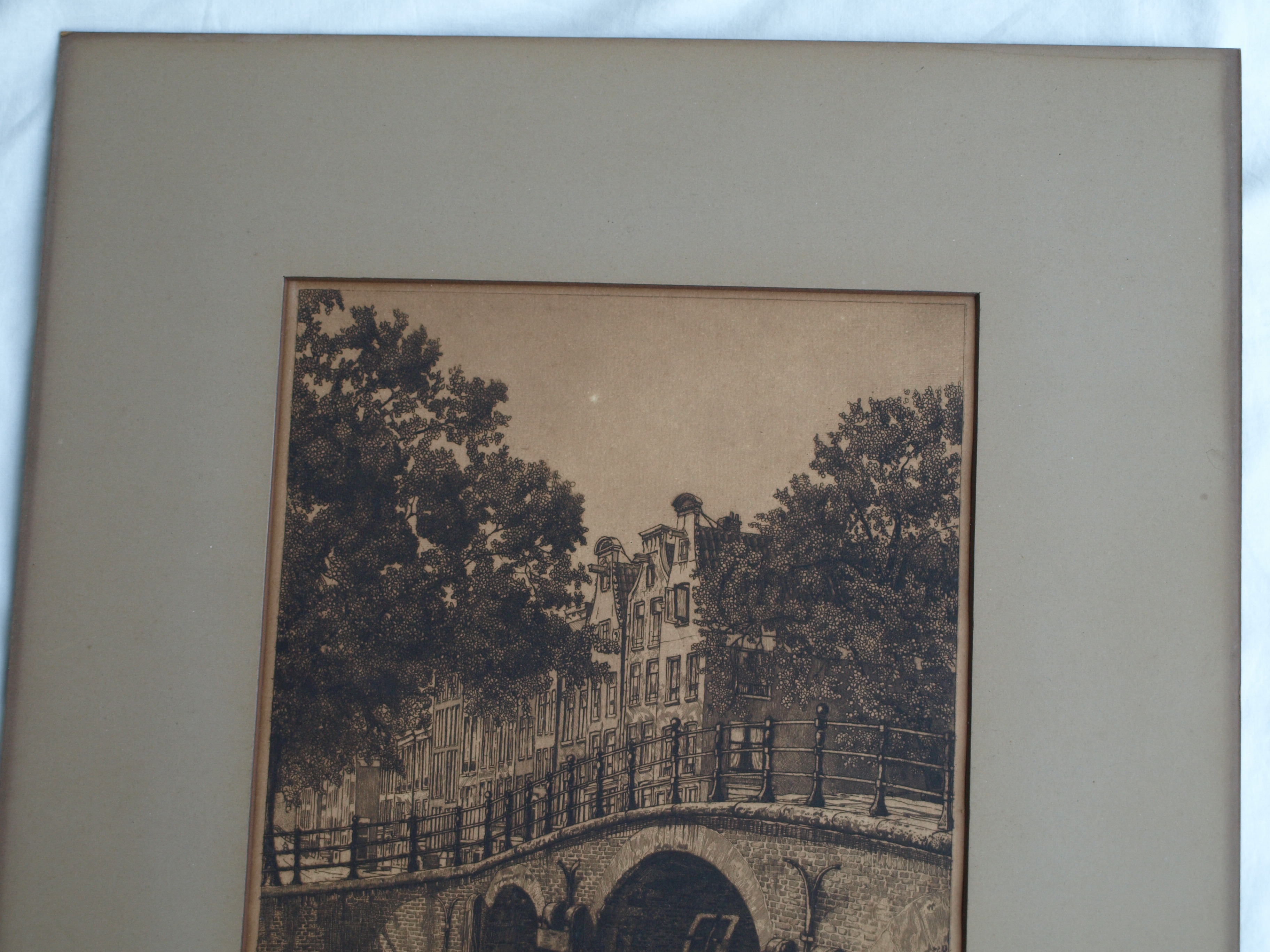 Cornelis Brandenburg - Ets, Amstel en Keizersgracht Amsterdam – gesigneerd  kopen? Bied vanaf 25!