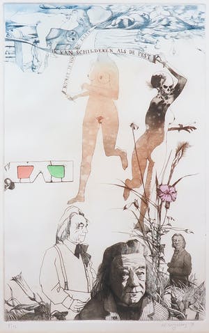 Nicolaas Wijnberg - Ingekleurde ets, Hommage aan Melle - Ingelijst kopen? Bied vanaf 70!