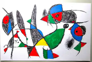 Joan Miro - La grenouille, le poisson et l'oiseau, 1975 Lithographie IX , Mourlot 1045 vendu pour 135€ !