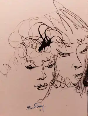 Alice Frey - pentekening, gesigneerd en ingelijst verkauft für € 65!