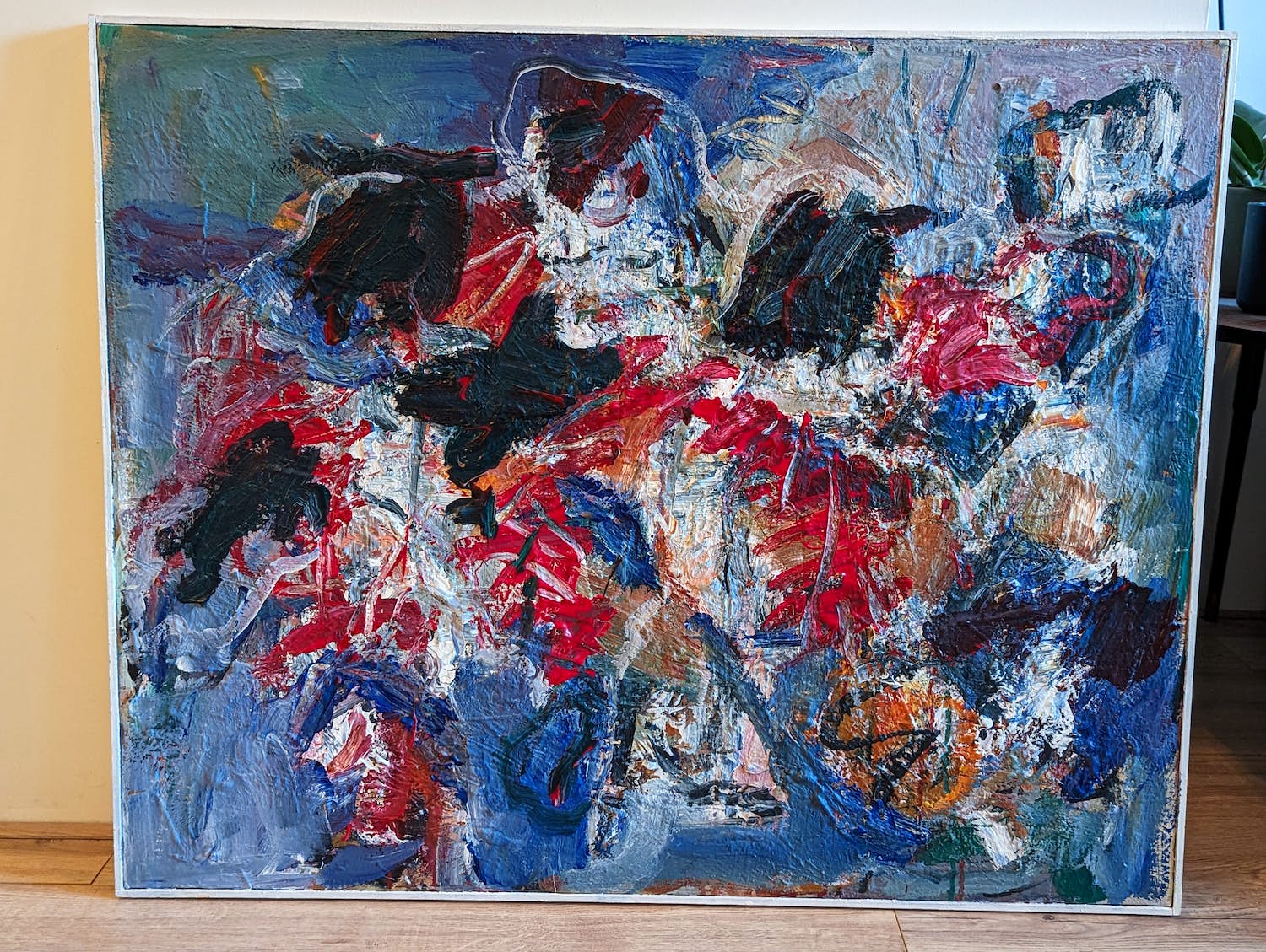 Doug Mellis - Kleurrijk ingelijst schilderij "Birds" (groot!) verkocht voor € 120!