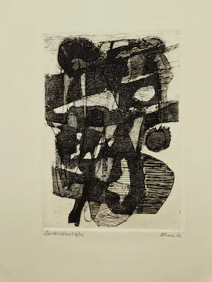 Ronald Abram - Joods Amsterdams kunstenaar - Twee (2) abstracte Etsen - 1962 - gesigneerd kaufen? Bieten Sie von 38!