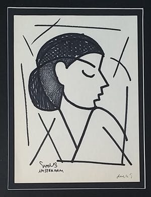 Siep van den Berg - Portret van een meisje - inkt op papier kopen? Bied vanaf 150!