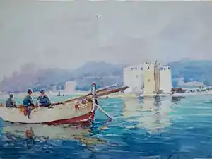 Alphonse Germain-Thill - Vissersboot voor de kust van Algiers. verkauft für € 135!