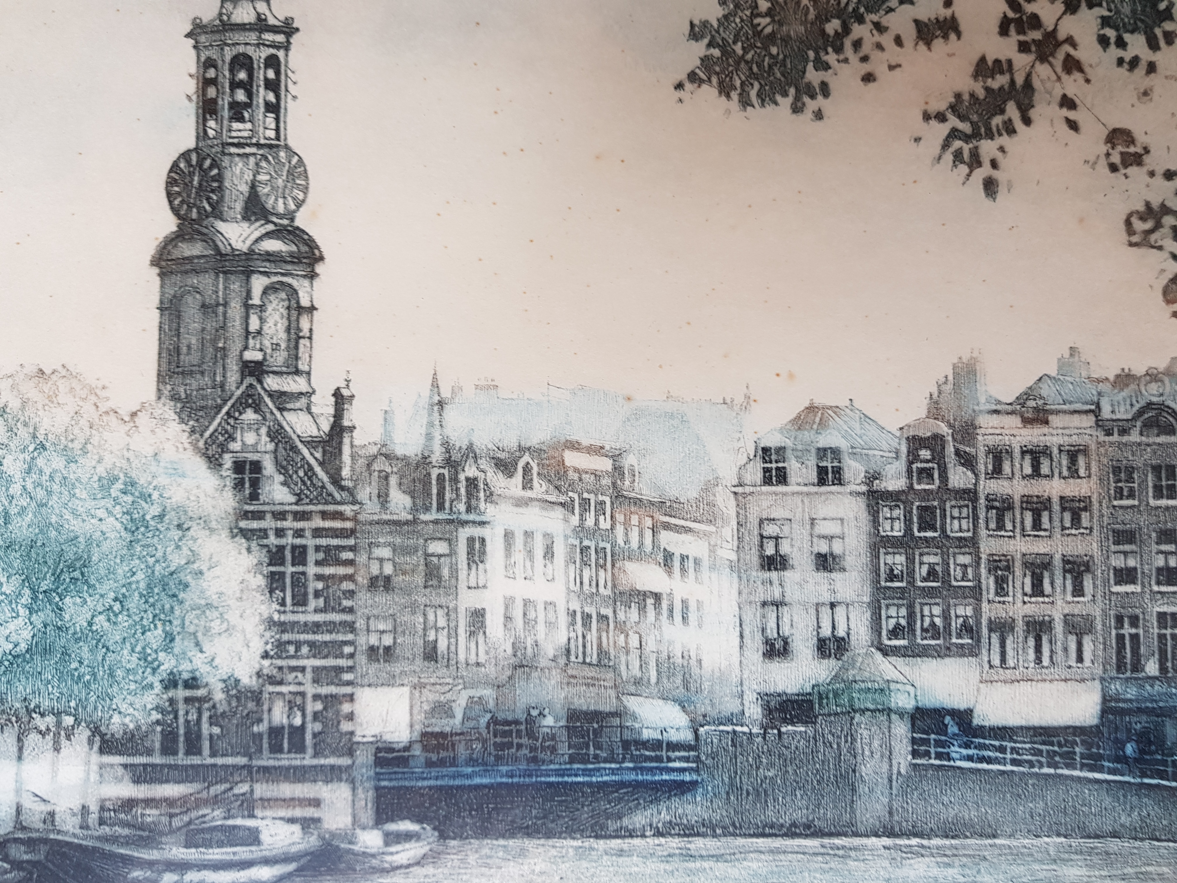 Cornelis Brandenburg - kleurenets - Bloemenmarkt, getiteld en gesigneerd kopen? Bied vanaf 1!