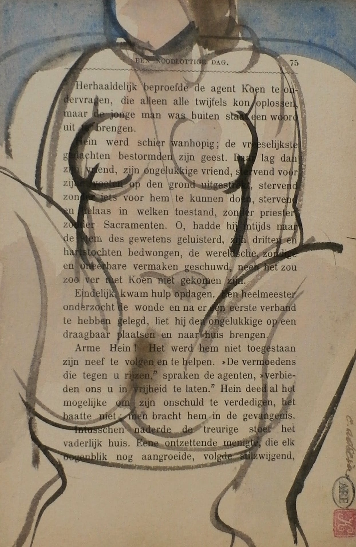 Enric Adsera Riba - Aquarel met tekst: Een noodlottige dag kopen? Bied vanaf 55!