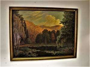 Niet of onleesbaar gesigneerd - In 1921 geschilderd Magisch Realistisch "Bergachtig landschap" gesigneerd kopen? Bied vanaf 10!