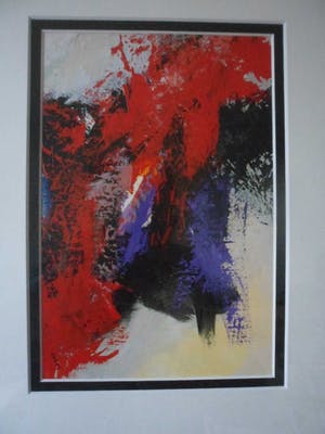 Hans Paus - Olie verf op paneel. Titel, Abstract Rood kopen? Bied vanaf 30!