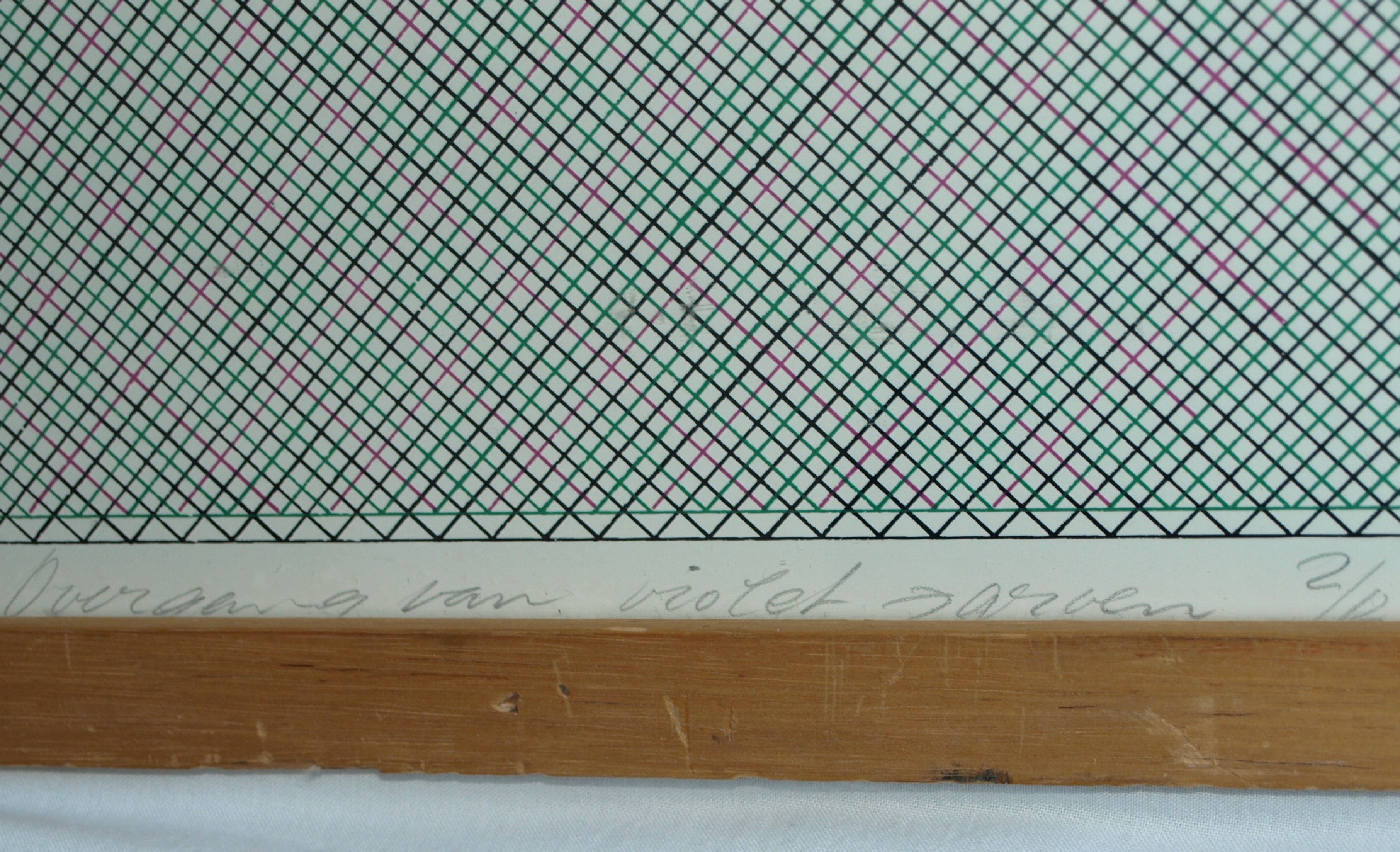 Arnold Pander - Tekening , Overgang van violet naar groen - ingelijst – 1976 kopen? Bied vanaf 1!