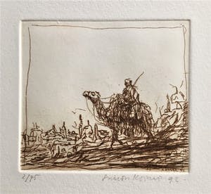 Simon Koene - Kameelruiter bij oosterse stad (met kader) kopen? Bied vanaf 20!