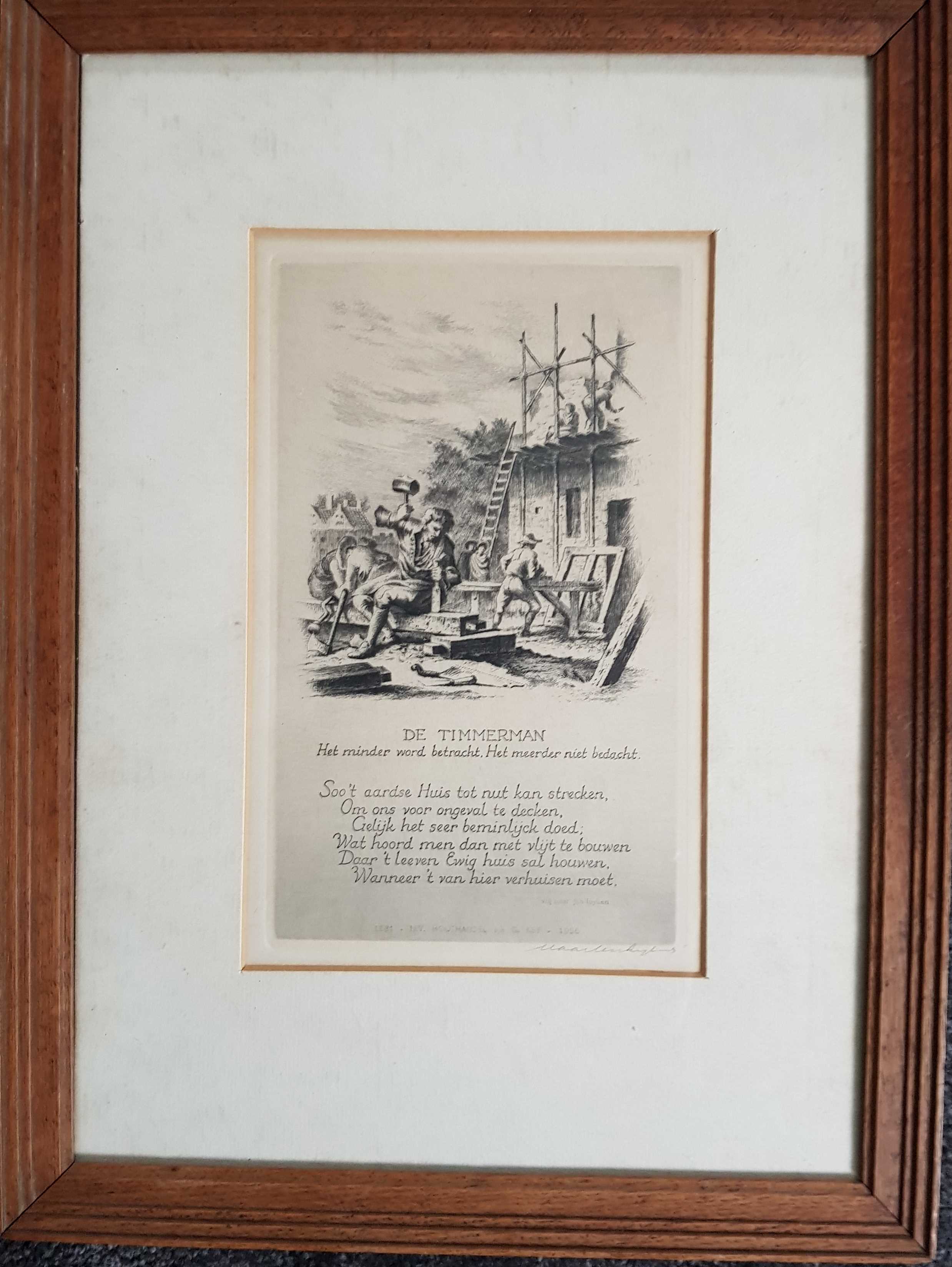 Maarten Langbroek - Gelegenheidsgrafiek - timmerlieden aan het werk kopen? Bied vanaf 20!