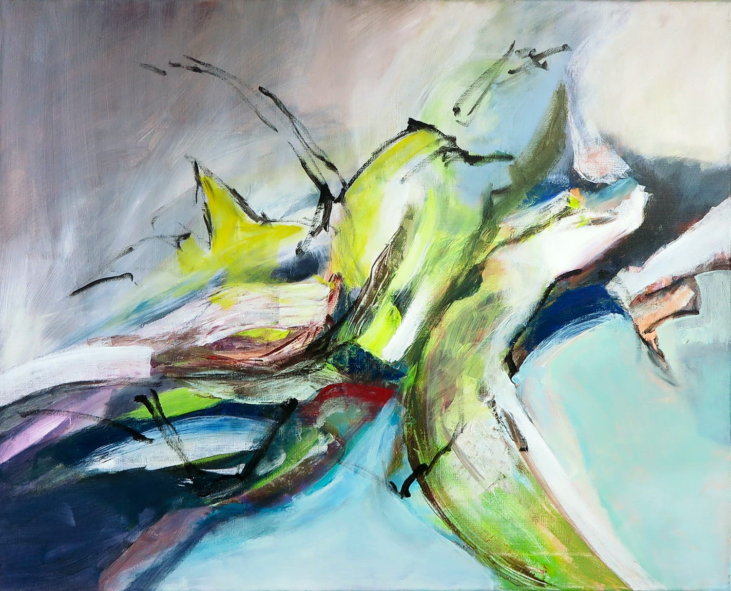 Cobi Nieuwstad - Acryl op doek, Vuil landschap (Groot) verkocht voor € 1!