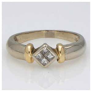 18 karaat Goud, Tweekleurig - Ring - 0.20 ct Diamant verkocht voor € 180!