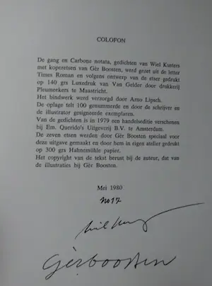 Wiel Kusters - prijsverlaging: en Ger Boosten (etsen) De gang en Carbone Notata - 1980 kopen? Bied vanaf 1!