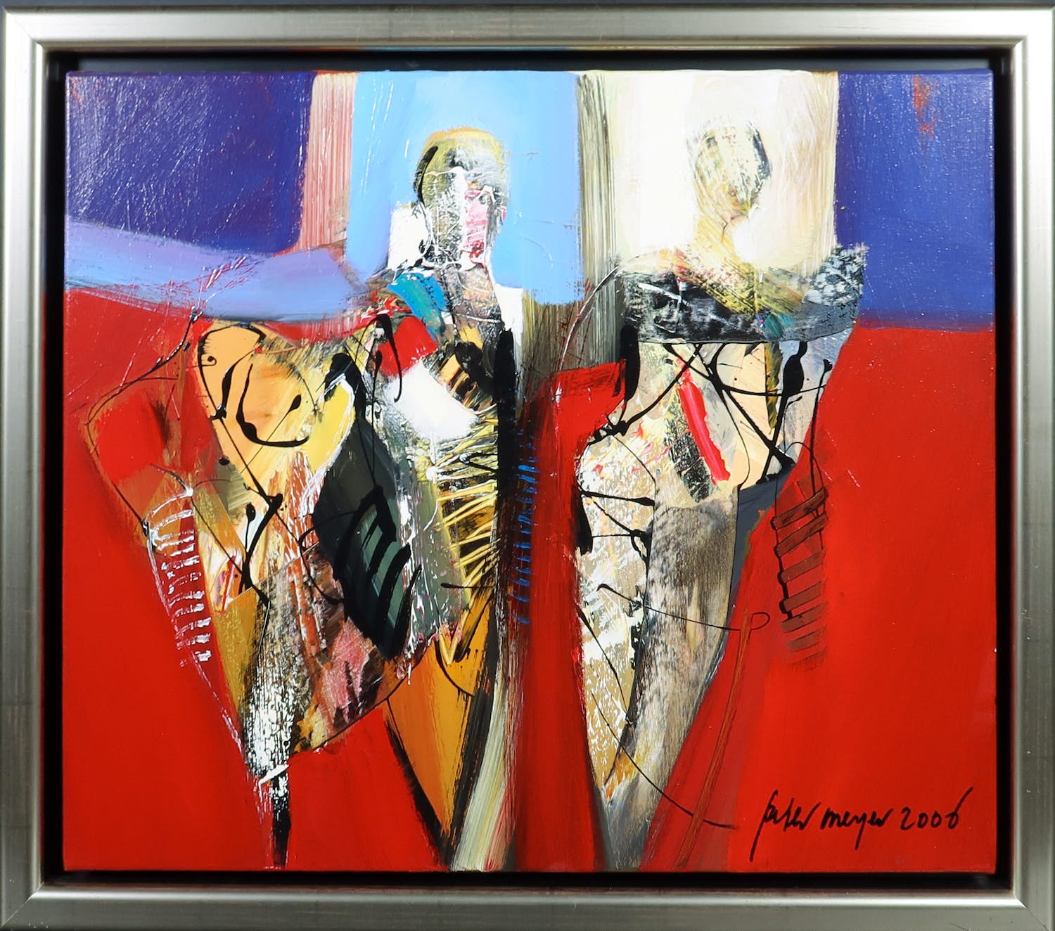 Peter Meijer - Acryl op doek, Zonder titel - Ingelijst verkocht voor € 1!