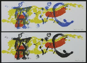 Jef Diederen - Twee litho's, Figuur in blauw en zwart kopen? Bied vanaf 30!