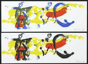 Jef Diederen - Twee litho's, Figuur in blauw en zwart verkocht voor € 30!