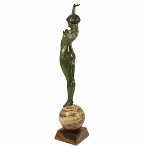 Maurice Guiraud-Rivière - Etling, Paris - 'Balance' - 48 cm - brons en onyx kopen? Bied vanaf 3200!