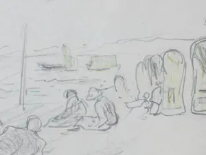 Johannes Christoffel van Reekum - Een dagje aan het strand - Gemengde techniek kopen? Bied vanaf 50!