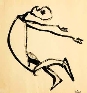 Hugo Claus - Inkttekening, Figuur verkocht voor € 280!