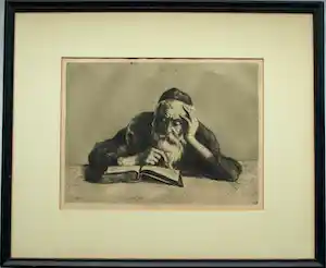 Hermann Struck - Ingelijste ets , Grandfather – 1928 verkauft für € 40!