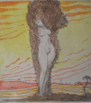 Ernst Fuchs - Daphne - Ets met aquarel - 1973(!) kopen? Bied vanaf 150!