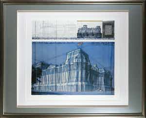 Christo - Handgesigneerd exemplaar Wrapped Reichstag met stofmonster - Ingelijst (Groot) verkocht voor € 1!