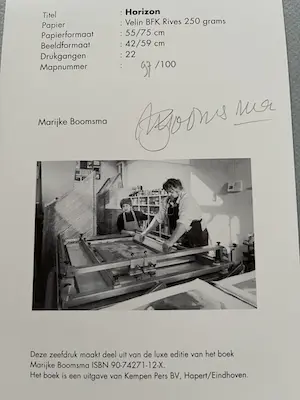 Marijke Boomsma - HORIZON + gesigneerd en genummerd boek "MARIJKE BOOMSMA" kopen? Bied vanaf 50!